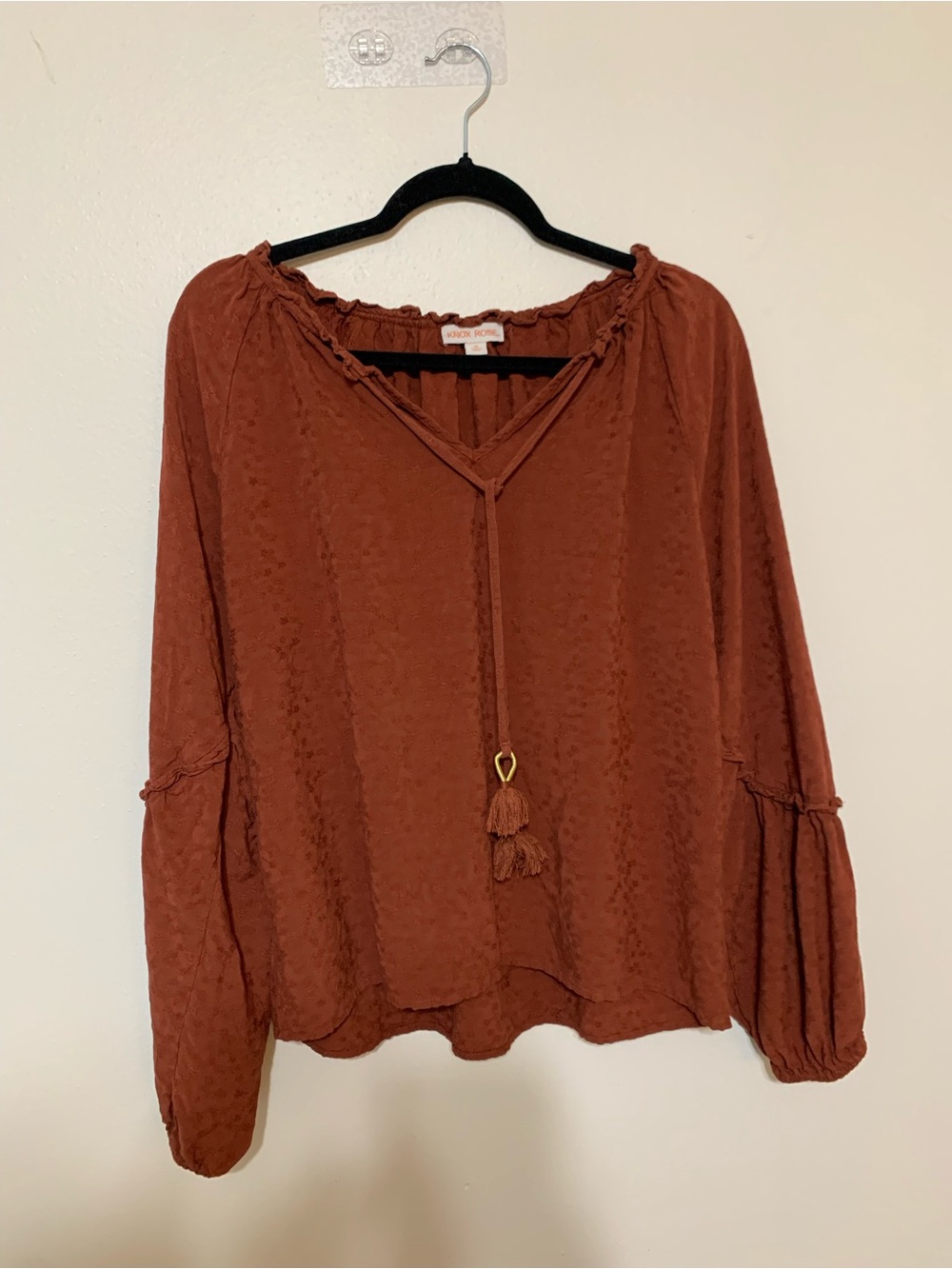 Rustic Orange Long Balloon Sleeve With Fringe Gold Tassels Women’s Medium